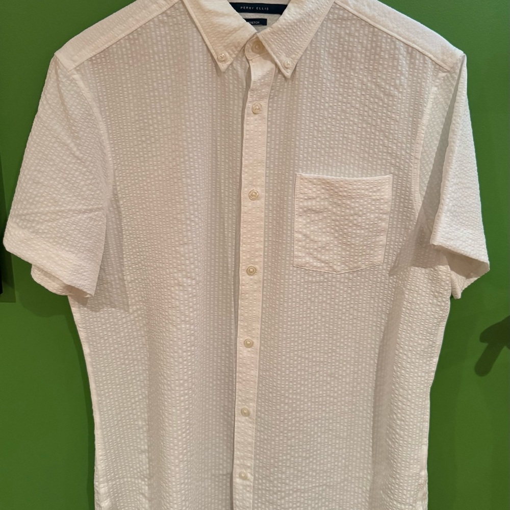 Perry Ellis Men's White Textured Shirt